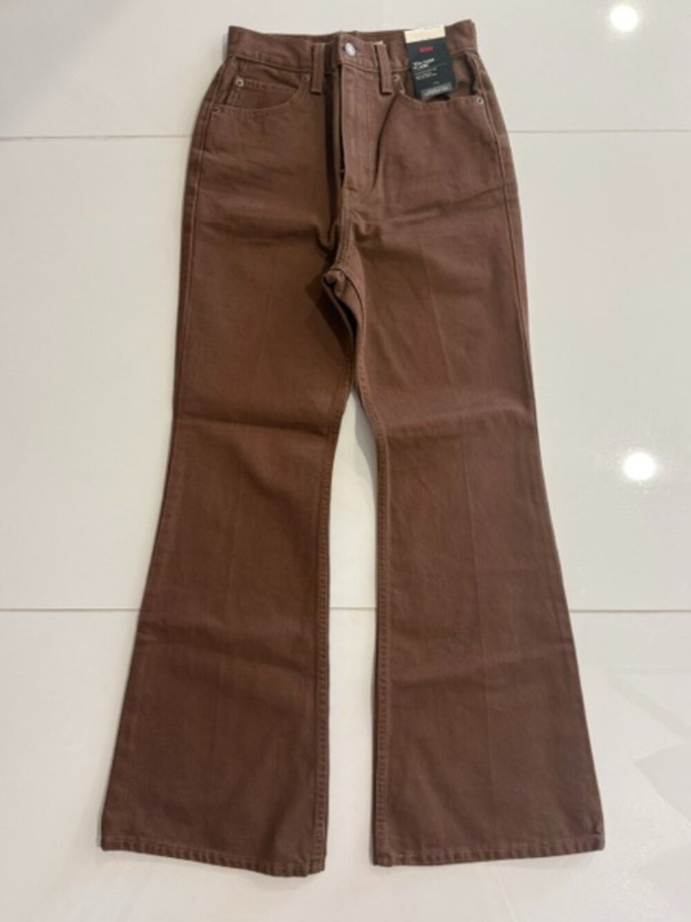 Levi's Premium 70s Brown High Rise Flare Jeans Size 25x30 (No Stretch) NWT